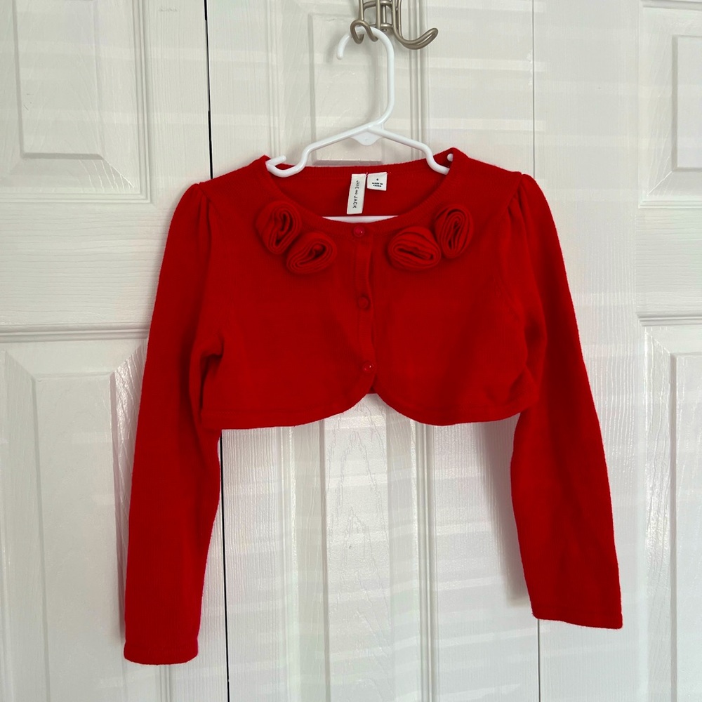 Excellent condition- J&J cropped red rose sweater- sz 4